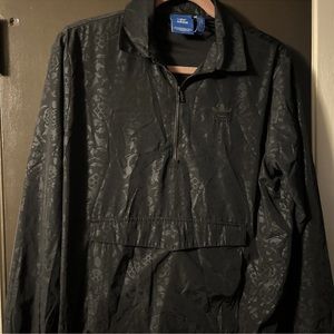 3/$20 Womens Adidas Pullover Windbreaker Black Half Zip Size S Small